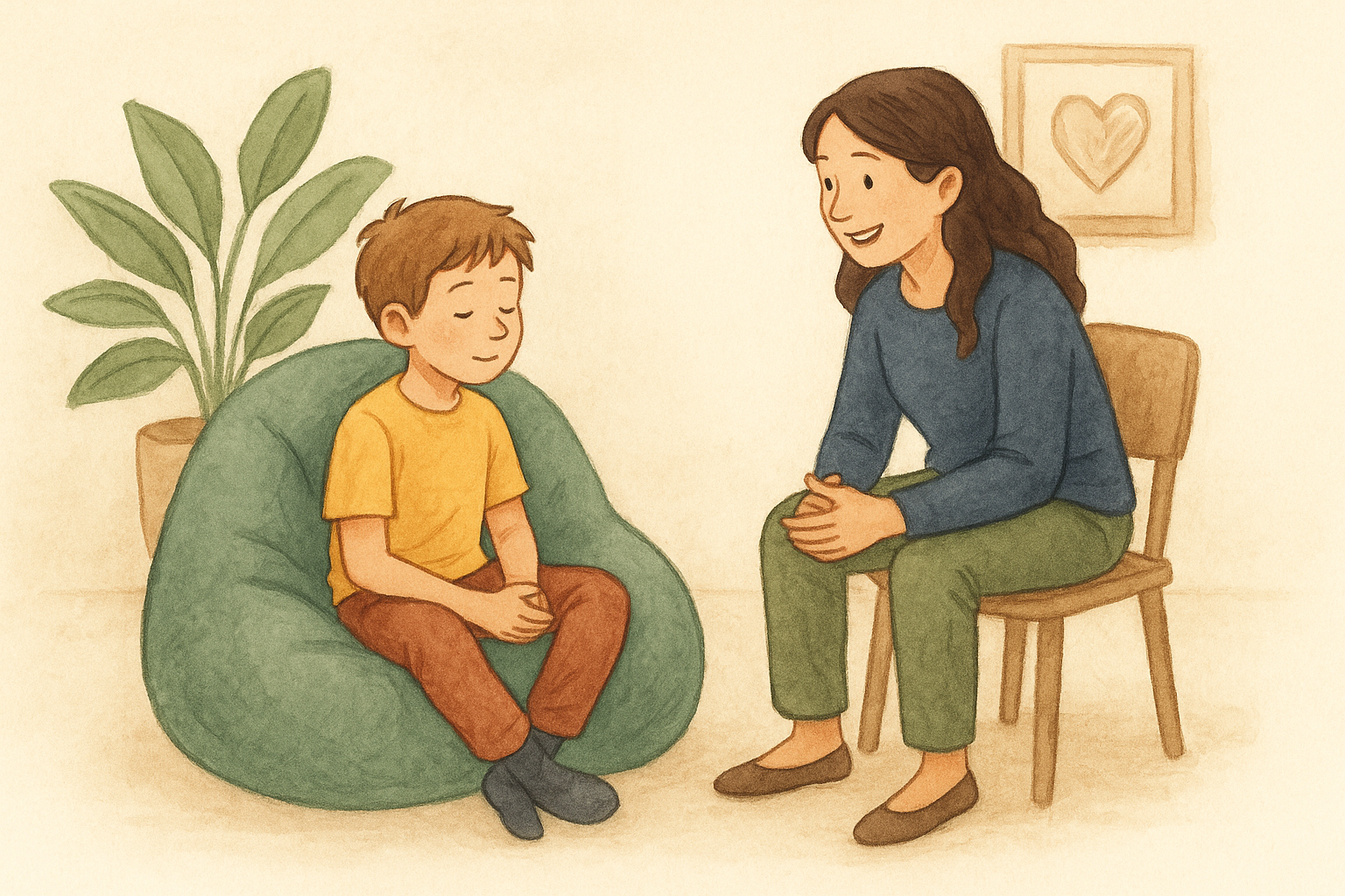 Jongere in een rustige ruimte met begeleiding